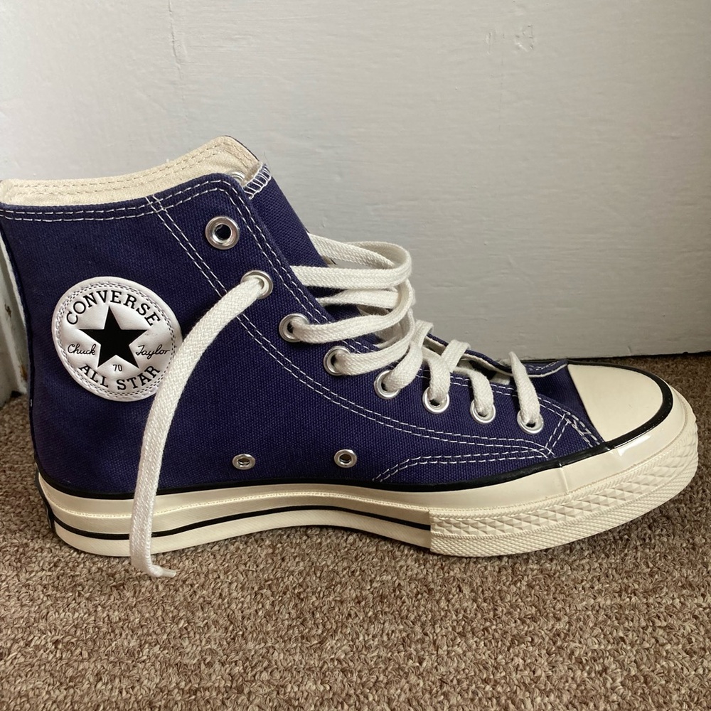 Converse High Top Sneakers in Blue and Cream